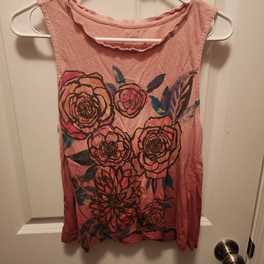 Lucky Brand painted flower tank top